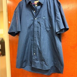 Navy Polka Dot Casual Button Down Shirt